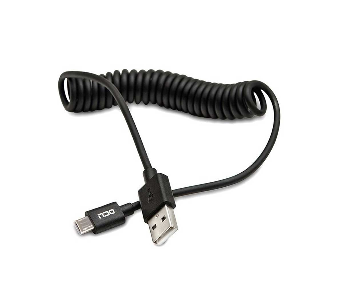 DCU CABLE NEGRO ESPIRAL USB A MICRO USB DE 1,5 METROS